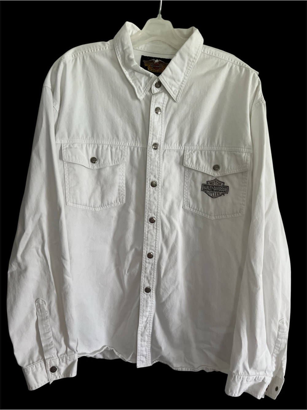 Harley-Davidson Men's White Long Sleeve Snap Front Shirt - men’s XXXL